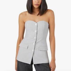 Button-Front Sweetheart Tube Top